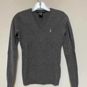 Ralph Lauren Women's Grey V-Neck Sweater